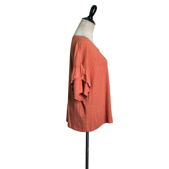 Monoprix Femme orange short ruffle sleeves top size 3 - XL - Picture 8 of 8